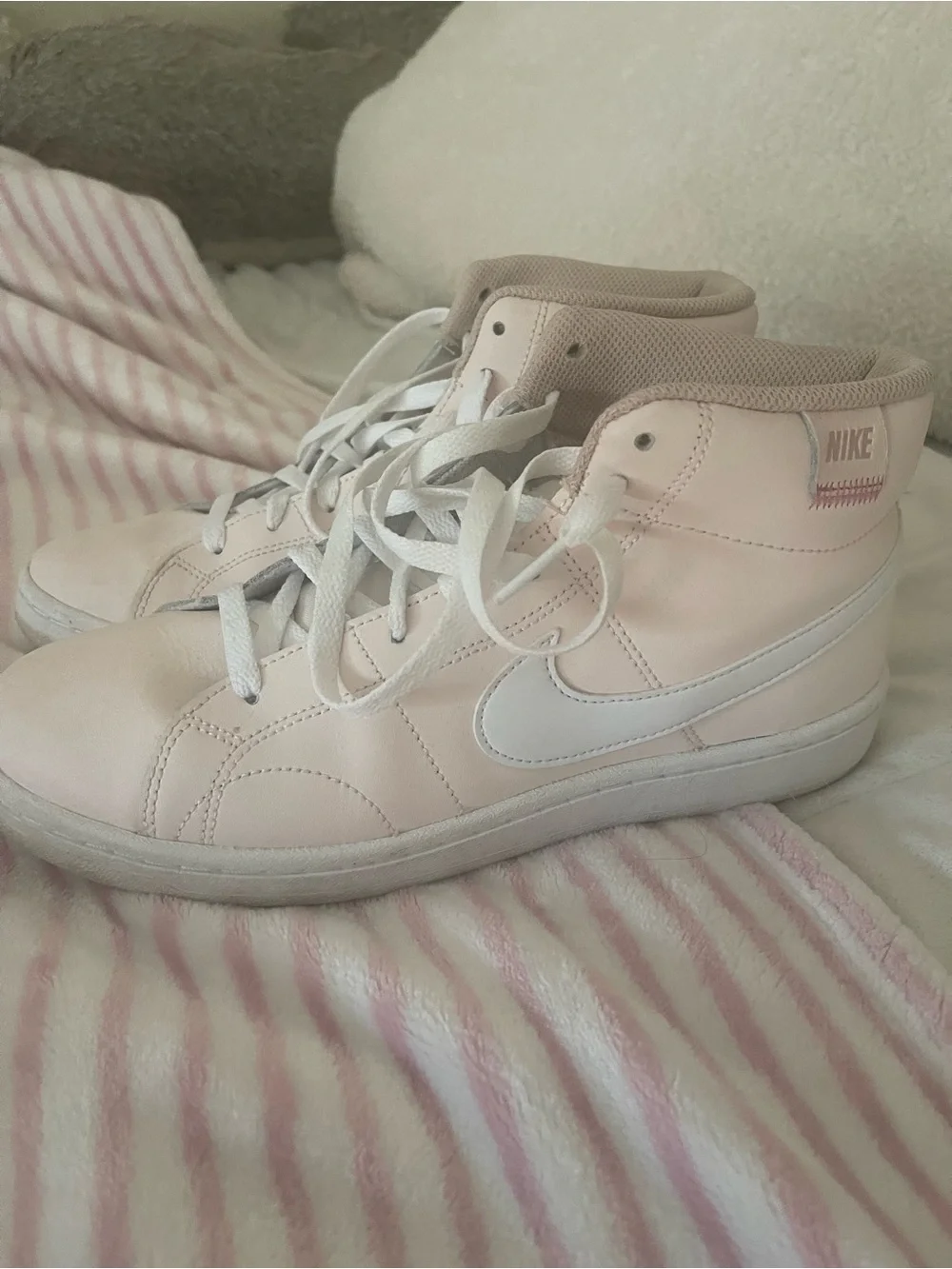 Nike Women's Mid-Top Sneakers in Pale Pink and White